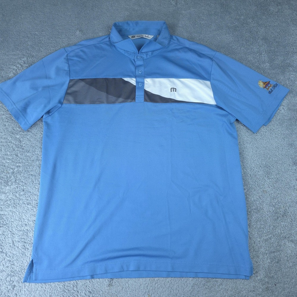 TravisMathew Polo Shirt Mens XL Blue Bali Hai Golf Stretch Performance